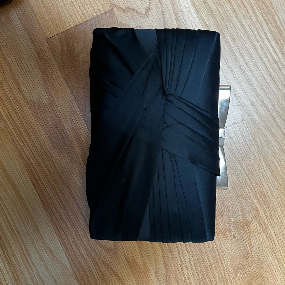 Le Chateau Black Clutch with Gold Accents